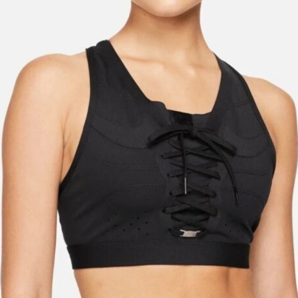 Nike Dri Fit Swoosh Air Force 1 Black Sports Bra Crop Top - Size M - NWT
